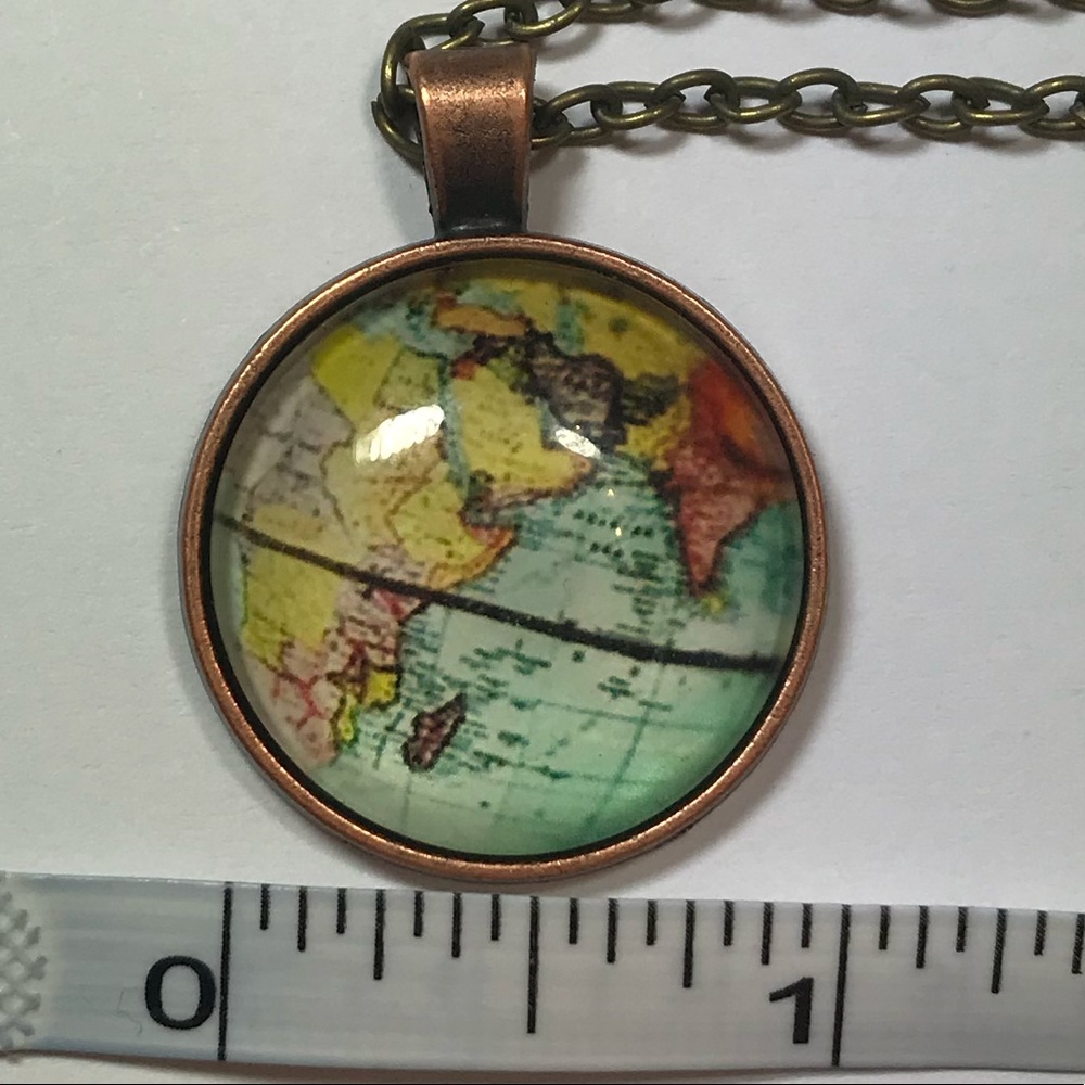 Earth Map Pendant in Bronze Tones - Picture 4 of 4
